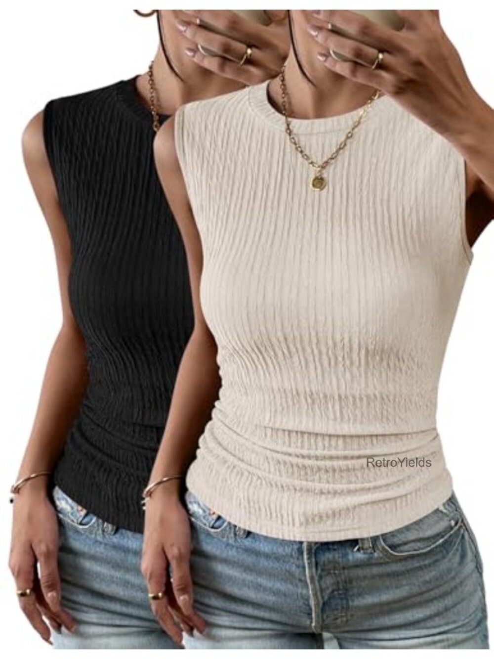 Zeagoo Women's High Neck Ribbed Knit Tank Top Sleeveless Slim Fit